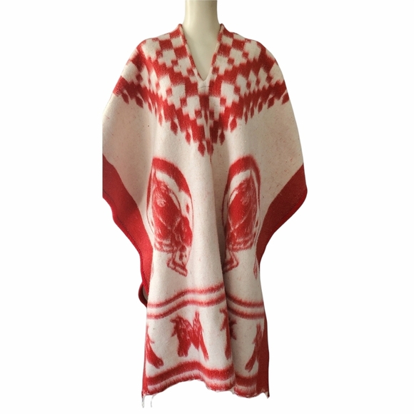 Mexican Southwestern Poncho with Horse Heads - Picture 1 of 10